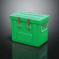 Green Plastic Storage Box With Red Buckles And Side Handle 3d model