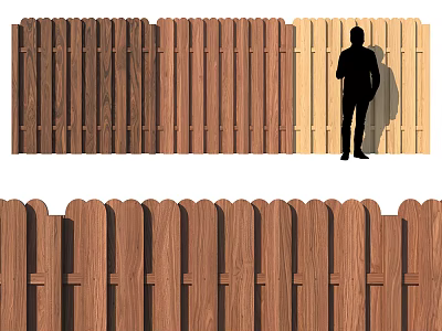 Wooden Fence Design With Different Color Variations And Person Silhouette 3d model
