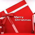 Christmas Decorative Setup Featuring Red Gift Box White Ribbon Bow Merry Christmas And Small Gifts