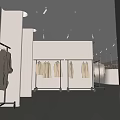 Minimalist Clothing Store Interior With White Walls Light Floor Clothing Racks And Hanging Clothes