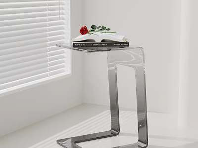 Clear Acrylic Side Table With Sleek Curved Frame For Modern Minimalist Home Indoor Decoration 3d model
