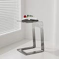Clear Acrylic Side Table With Sleek Curved Frame For Modern Minimalist Home Indoor Decoration