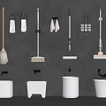 Modern Bathroom Wall Mounted Cleaning Tools And White Ceramic Sanitary Fixtures