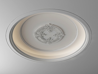 European-style French ceiling plaster lamp panel 3d model