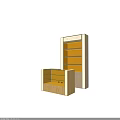 Wooden Display Shelves with Orange Shelves and Glass Door Showcase Cabinet for Retail Merchandise