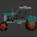 Vintage Green Farm Utility Tractor With Red Wheels Open Seat And Canopy