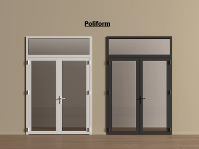 Poliform Modern Double Doors With Glass Panels White And Black Design 3d model