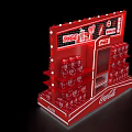 Red Coca Cola Beverage Display Shelf With Multiple Layers And Logos