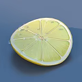 Close Up Fresh Lemon Slice with Water Droplets on Blue Background 3d model
