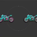 Colorful Futuristic Motorcycles In Various Colors With Neon Lights And Reflective Surfaces
