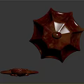 Ancient Red Metal Weapons Featuring Shovel Shaped And Bladed Design With Ring Handles