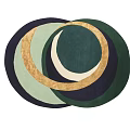 Modern Carpet Red and Green Ginkgo Leaves Decorative Carpet Abstract Geometric 3d model