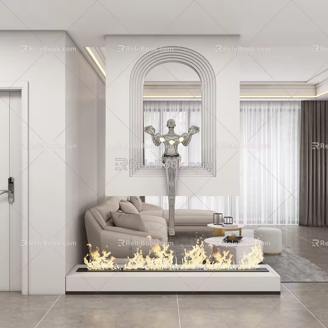 Modern porch aisle partition 3d model