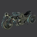 Futuristic Mechanical Motorcycle With Large Tires Intricate Structure And Metallic Design