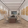 Modern Service Hall Interior With Reception Counter Waiting Area Seats And Wall Decorations