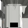 Duplex Living Room Interior With High Ceiling Large Windows Chandelier Modern TV And Comfortable Sofa