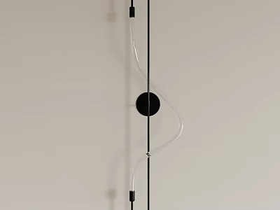 Modern Black Metal Wall Lamp With Curved Glass Lines On White Wall 3d model