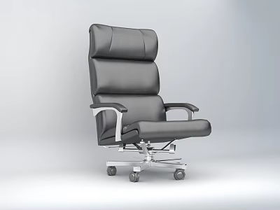 Black Leather Office Chair With High Back Silver Armrests And Modern Design 3d model