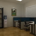 Public Office Space Interior With Cubicles Desks Ergonomic Chairs Wooden Flooring And Window Blinds