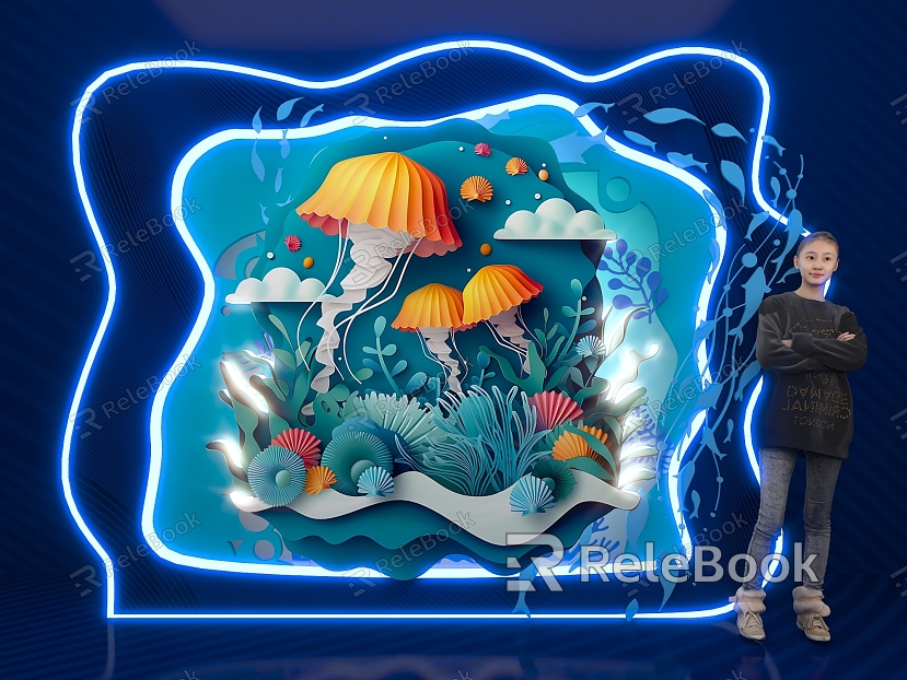 Cartoon Cartoon Style Paper-cut Style Ocean Theme Style Meichen Photo Pin model