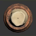 White Unlit Candle With Shiny Copper Base And Black Wick On Dark Surface