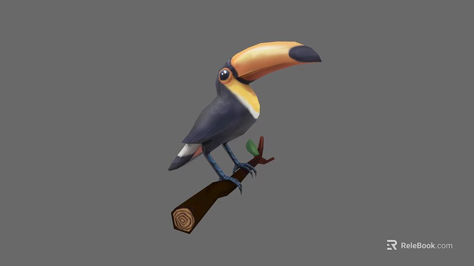Toucan A Colorful Flying Animal Perched On Tree Branch With Large Beak 3d model 