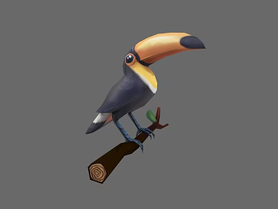 Toucan A Colorful Flying Animal Perched On Tree Branch With Large Beak 3d model