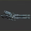 Futuristic Blue Metallic Energy Weapon with Shiny Surface and Sci Fi Design Details