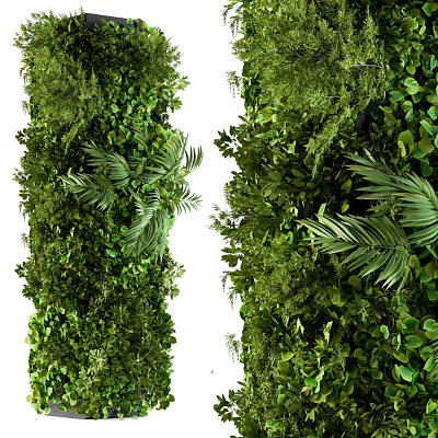 Lush Green Vertical Plant Walls With Diverse Foliage 3d model