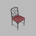 Black Frame Leisure Chair With Geometric Pattern Design And Red Padded Seat 3d model