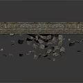 Architectural Decorative Beam With Ornate Carvings Shattered Into Scattered Fragments