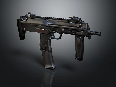 Modern Black Tactical Submachine Gun With Magazine Grip Rail And Sight 3d model