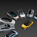 Assorted Colored Car Lineup Featuring Yellow Blue Silver Sedan And SUV Models