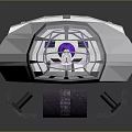 3D Model of Modern Transport Vehicle With White Trailer Transparent Cockpit and Wheels