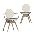 Elegant Modern Dining Chairs With Upholstered Seat Backrest And Wooden Legs With Metal Armrests