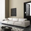 Modern three-seat sofa with cream 3d model