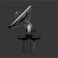 Large Parabolic Antenna Building With Red Circular Structure Stone Pillar Supports On Square Platform
