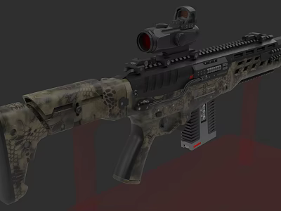 Advanced Modern Tactical Camouflage Rifle With Scope And Military Accessories 3d model