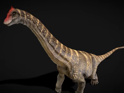 Dinosaur Game Movie Character with Red Head Long Neck and Striped Body 3d model
