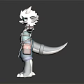 Anthropomorphic Creature Character With White Fur Horns Blue Top Suspenders Yellow Star And Clawed Feet