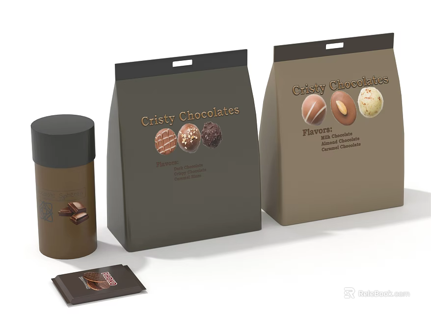 Assorted Chocolates With Various Packaging And Flavors In Brown Black Design 3d model 
