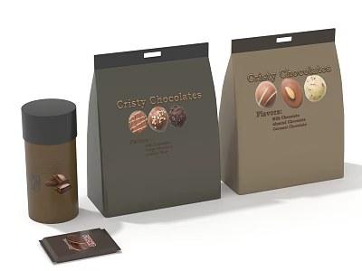 Assorted Chocolates With Various Packaging And Flavors In Brown Black Design 3d model