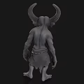 Game And Movie Fantasy Character With Large Horns Pale Skin Emaciated Body And Tattered Cloth