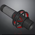 Studio Grade Professional Microphone With Mesh Grille And Red Shock Mount 3d model
