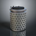 Cylindrical Industrial Equipment Featuring Grid Like Structure Black Top Cover And Metal Parts
