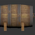 Traditional Wooden Barrel With Metal Hoops Stand And Tap For Wine Storage