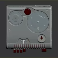 Retro Computer Device With Dual Circular Reels Red Buttons And Silver Casing Design 3d model