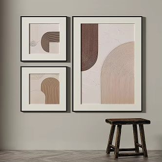 Retro medieval simple abstract light luxury decorative painting 3d model