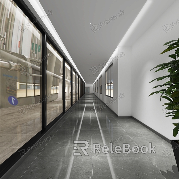 modern aisle minimalist office office area factory aisle space model