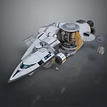 Futuristic Spaceship Model With White Gold Exterior Transparent Cockpit And Mechanical Details